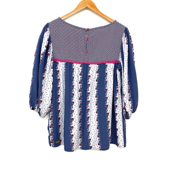 Matilda Jane Blue & Pink Floral Peasant Top Women’s US S Balloon Sleeve Boho - Picture 2 of 14